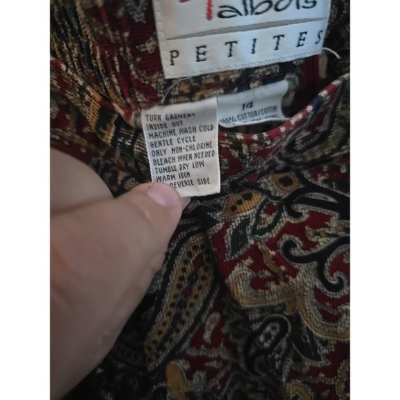 VTG Talbots Petites Brown Paisley Elastic Waist Pull On Boho Midi Skirt SZ 14 - Picture 5 of 5